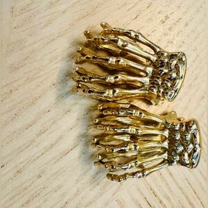 Gold Skeleton Hand Claw-Clips. For Hair